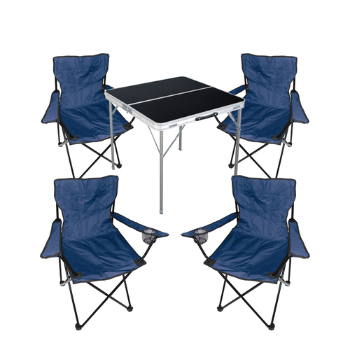 5-teiliges Campingm�bel Set Tisch schwarz + Campingst�hle mit Tasche