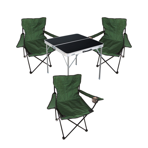 4-teiliges Campingm�bel Set Tisch schwarz + Campingst�hle mit Tasche