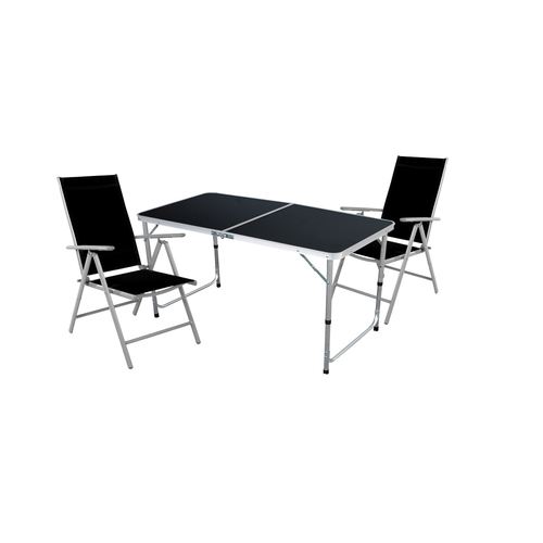  Outdoor Camping Sitzgarnitur 3-teilig silbergrau/schwarz