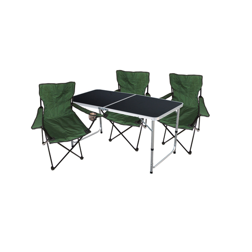 4-tlg. Camping Set Gartenm�bel Campingtisch + 3 x Anglersessel Gr�n