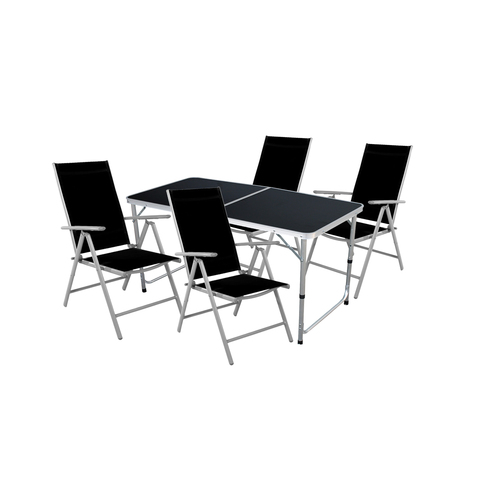  Outdoor Camping Sitzgarnitur 5-teilig silbergrau/schwarz