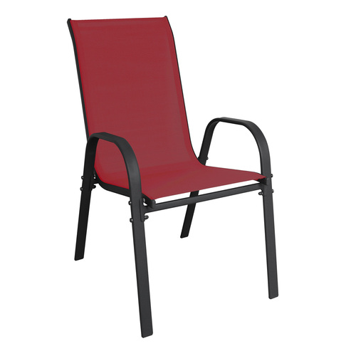 Outdoorstuhl Gartenstuhl Stapelstuhl Metall Textilen Bordeauxrot 