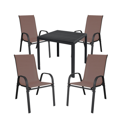 Gartengarnitur Sitzgarnitur 5-teilig L90xB90xH74cm Non-Wood Anthrazit