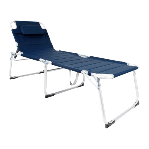 XXL Aluminium Gartenliege Sonnenliege Dunkelblau gepolstert L200xB70cm
