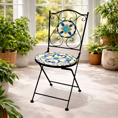 Mosaik Klappstuhl Balkonstuhl Bistrostuhl mediterranes Design