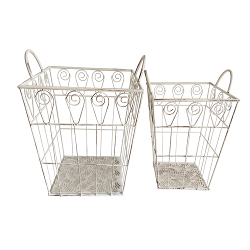 Metallkorb Set 2-teilig Antik Wei�