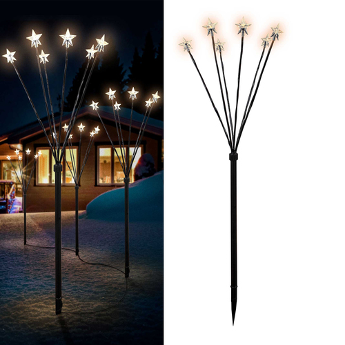 12er Set LED-Gartenleuchtst�be Weihnachtsbeleuchtung mit 72 Sternen