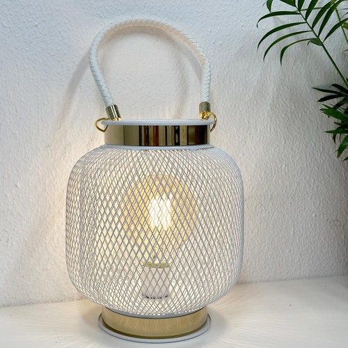 Tischlampe Dekolampe LED Nachttischlampe Metalllampe Laterne Batterie 16xH20cm