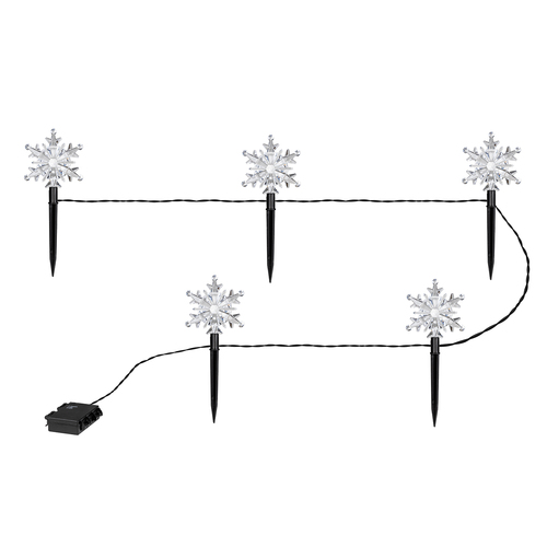 5 St�ck LED-Gartenleuchtst�be mit Schneeflocke