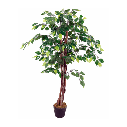 Kunstpflanze Kunstbaum 462 Bl�tter 115cm Ficus Holzstamm Zimmerpflanze