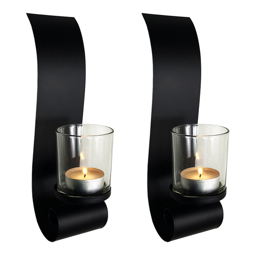 Design Wandkerzenhalter aus Metall f�r Stumpenkerzen und Teelichter 