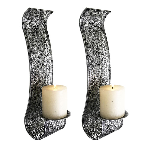 Design Wandkerzenhalter aus Metall f�r Stumpenkerzen und Teelichter 