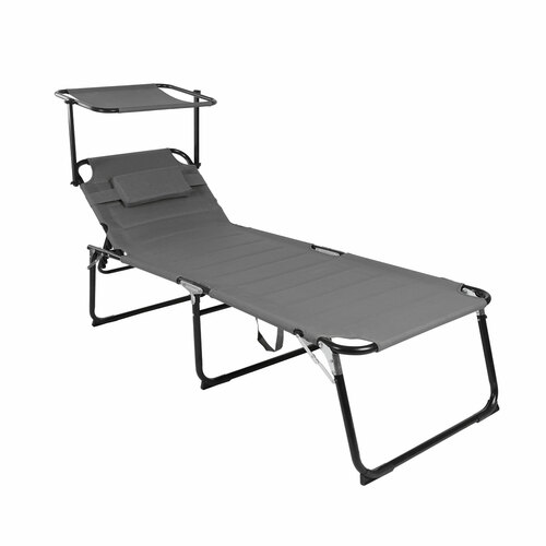 XXL Aluminium verstellbare Gartenliege mit Dach L200xB70cm 