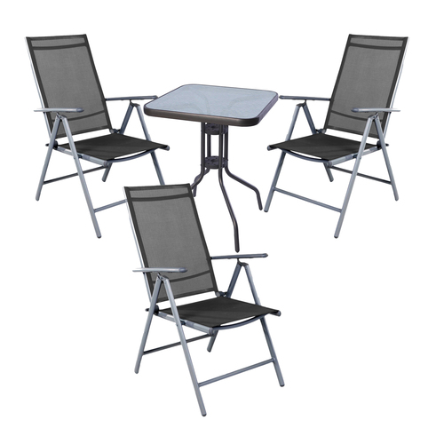 4-tlg Bistro Garnitur Bistrom�bel Klappstuhl Sitzgruppe Hochlehner 