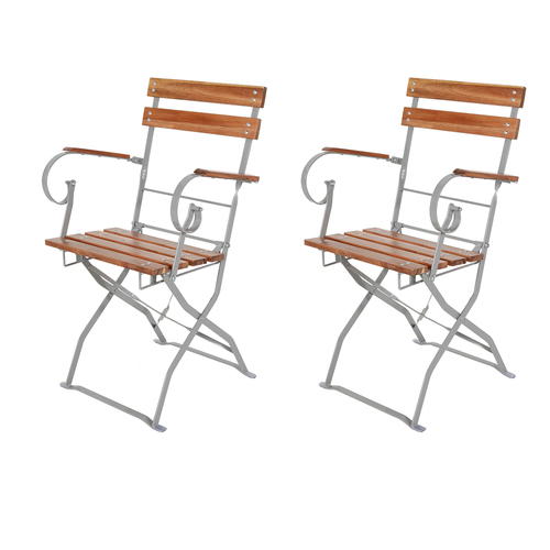 2 St�ck Biergarten Klappstuhl Gartenstuhl Akazie Stahl  