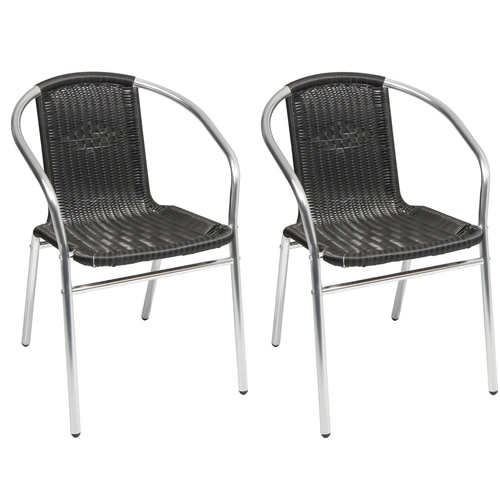 2 St�ck stabiler Aluminium Bistrostuhl Gartenstuhl stapelbar  