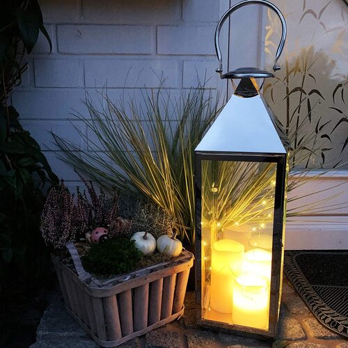 XXL Edelstahl-Laterne Gartenlaterne Windlicht 54cm