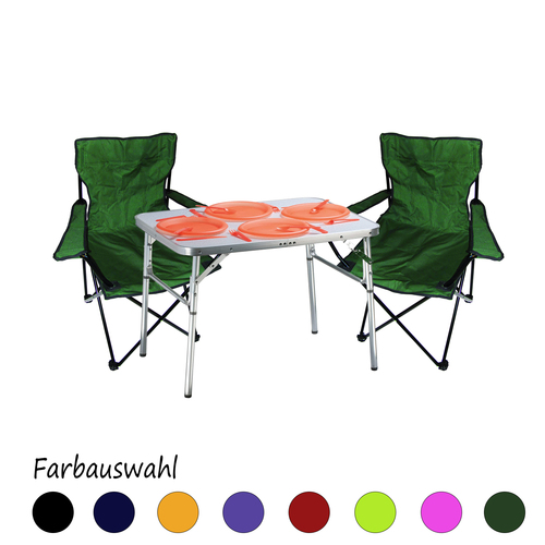 3-tlg. praktisches Campingm�bel Set Alu Campingtisch + 2 Anglersessel