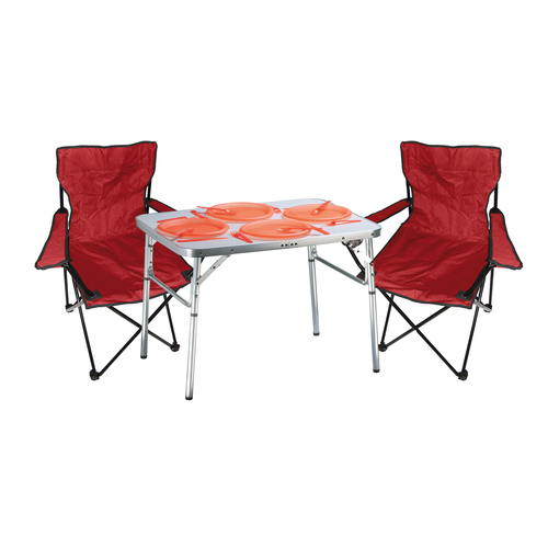 3-tlg. praktisches Campingm�bel Set Alu Campingtisch + 2 Anglersessel 