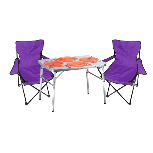 3-tlg. praktisches Campingm�bel Set Alu Campingtisch + 2 Anglersessel 