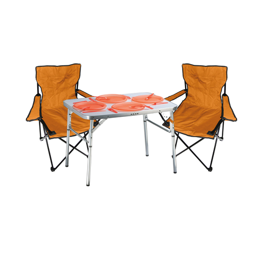 3-tlg. praktisches Campingm�bel Set Alu Campingtisch + 2 Anglersessel 