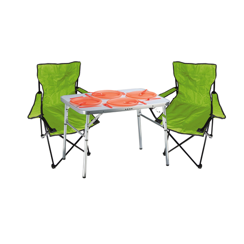 3-tlg. praktisches Campingm�bel Set Alu Campingtisch + 2 Anglersessel 