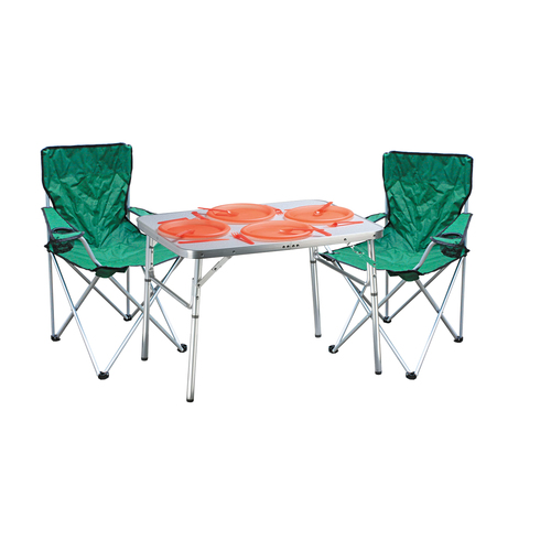 3-tlg. praktisches Campingm�bel Set Alu Campingtisch + 2 Anglersessel 