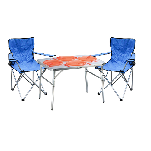 3-tlg. praktisches Campingm�bel Set Alu Campingtisch + 2 Anglersessel 