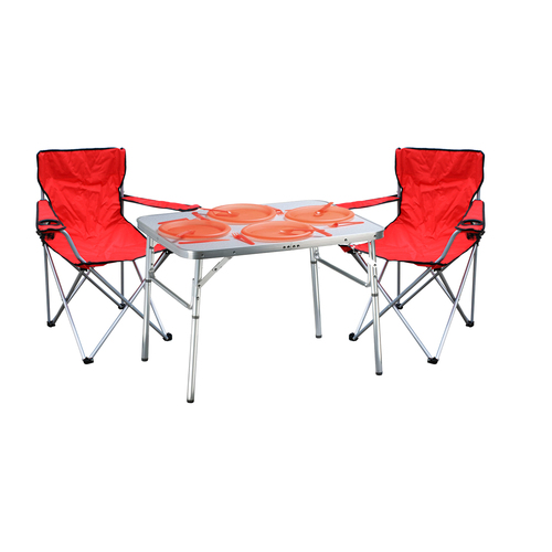 3-tlg. praktisches Campingm�bel Set Alu Campingtisch + 2 Anglersessel 