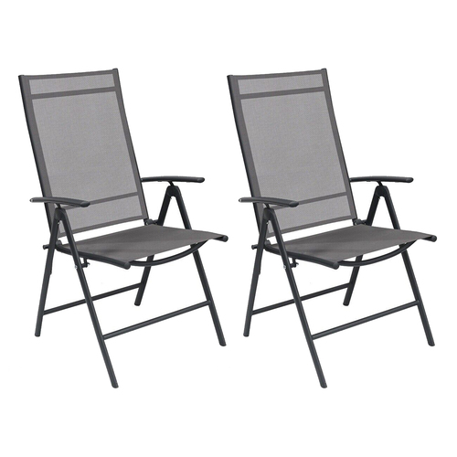 2 St�ck Garten Klappstuhl Hochlehner Metall - Textilen Anthrazit 7 Pos