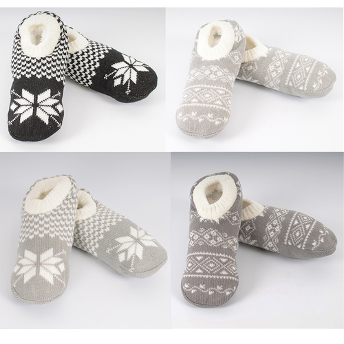 Hausschuh Ballerina Eiskristall mit Sherpa Futter Gr 35-38