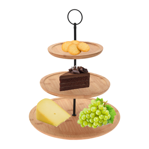 Runde Bambus-Etagere Servierregal 3-st�ckig 28xH35cm