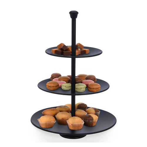 Runde Metall-Etagere Servierregal 3-st�ckig schwarz 25cm