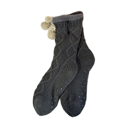 Da Home Socks Httenschuhe Stoppersocken gefttert Anthrazit Gr 35-38
