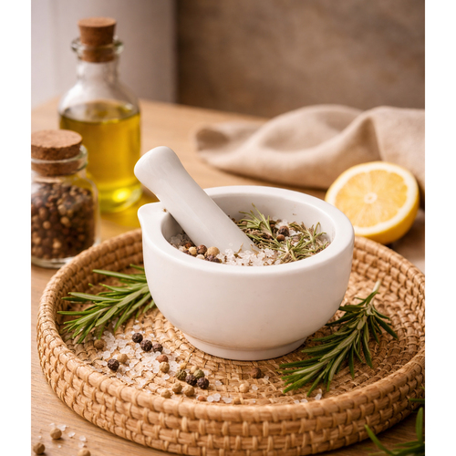 INDA-Exclusiv  M�rser mit St��el, wei� M�rser mit St��el