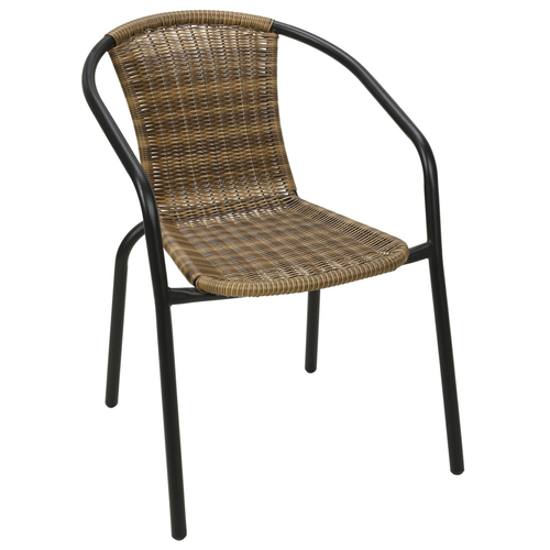 Stabiler Polyrattan Bistrostuhl Stapelstuhl Cappuccino / schwarz