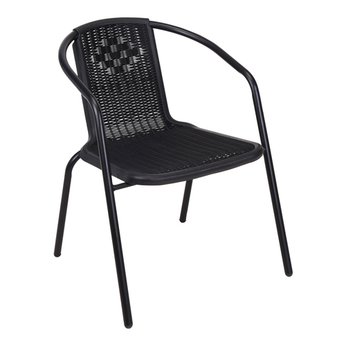 Stabiler Rattan-Design Bistrostuhl Stapelstuhl Stahl schwarz