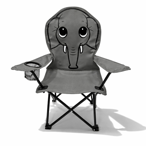 Kinder Anglersessel Dunkelgrau mit Getr�nkehalter und Tasche Elefant