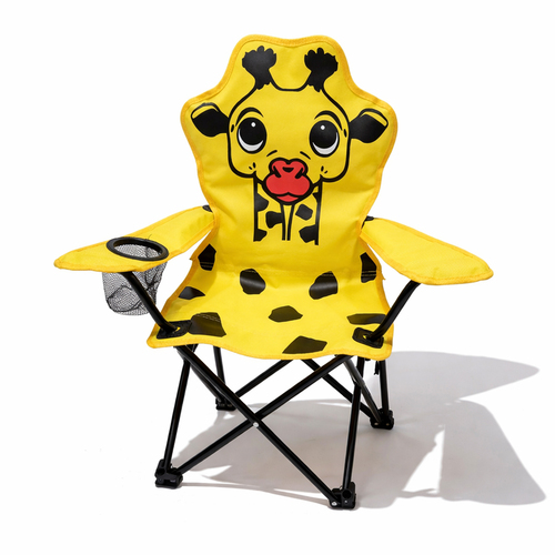 Kinder Anglersessel Gelb mit Getr�nkehalter und Tasche Motiv Giraffe