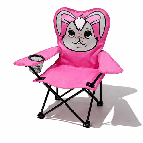 Kinder Anglersessel Pink mit Getr�nkehalter und Tasche Motiv Hase