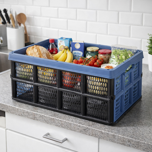 Klappbox stapelbar 32 L Transportbox 48X35X24CM Einkaufskiste klappbar