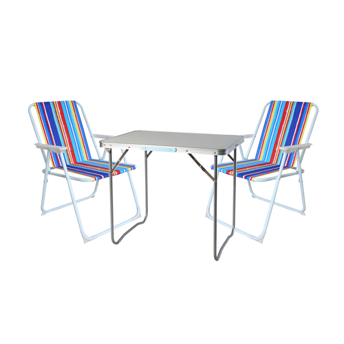 3-teiliges Campingm�bel Set Outdoor Campingstuhl Tisch Aluminium 