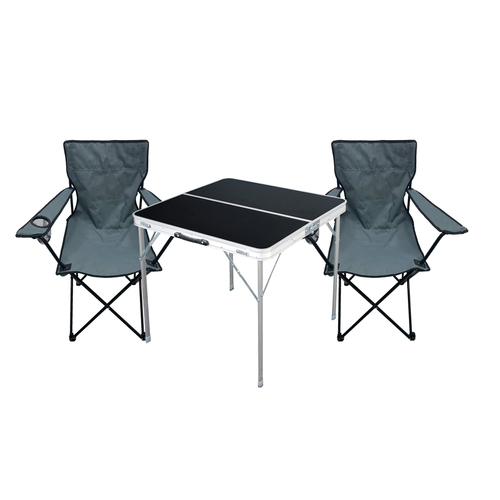 3-teiliges Campingm�bel Set Tisch schwarz + Campingst�hle mit Tasche