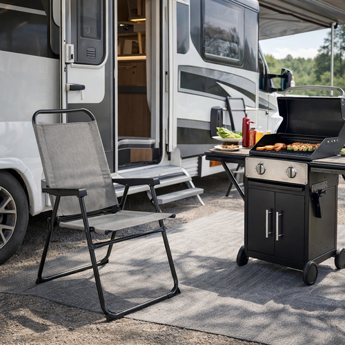 Aluminium Campingstuhl Klappstuhl Anglerstuhl Gartenstuhl Grau meliert