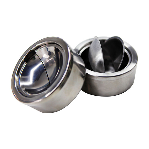 Tisch Aschenbecher Sturmaschenbecher Metall Silber mit Deckel 