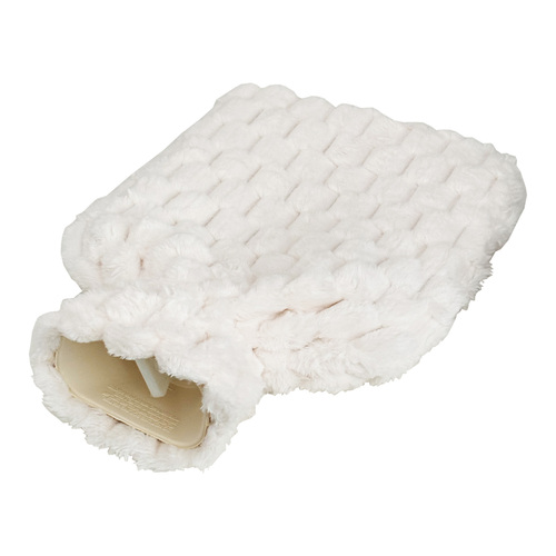 W�rmflasche Bettflasche W�rmkissen Pl�schbezug 1,5L 31x20cm Creme