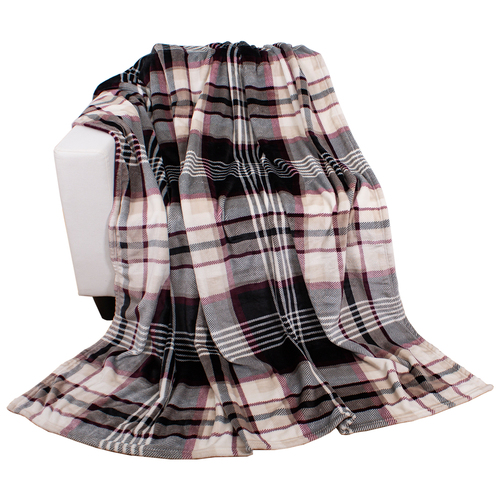 Flanelldecke Karo Kuscheldecke Wolldecke Wohndecke 150x200cm Schwarz