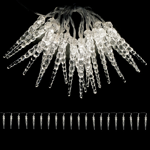 LED Eiszapfen Lichterkette warmwei� 20 LEDs Innen Batterie L220cm