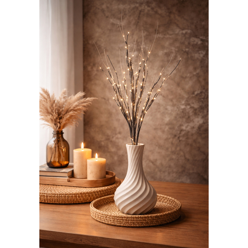 LED Lichterzweig Leuchtzweig Beleuchtung Warmwei� H60cm Batterie Au�en