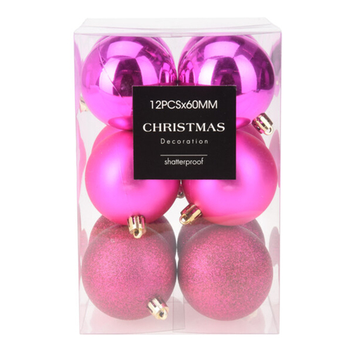 12tlg Weihnachtskugel Christbaumkugeln Baumkugel Set Pink 6cm